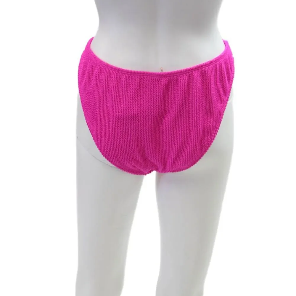 Good American Womens Textured High Waisted Bikini Bottoms Pink Size 5/6